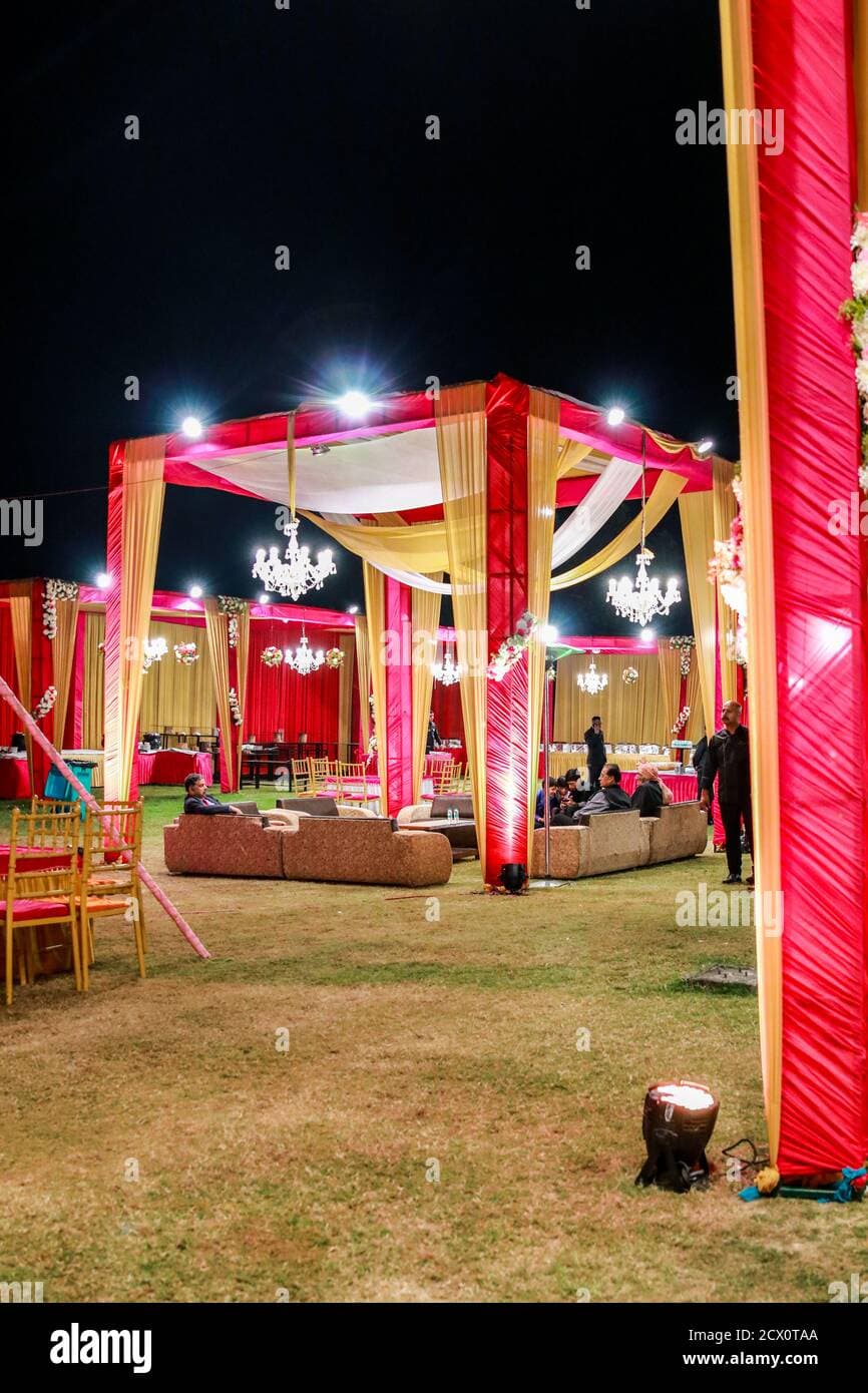 Outdoor wedding venue with decorations